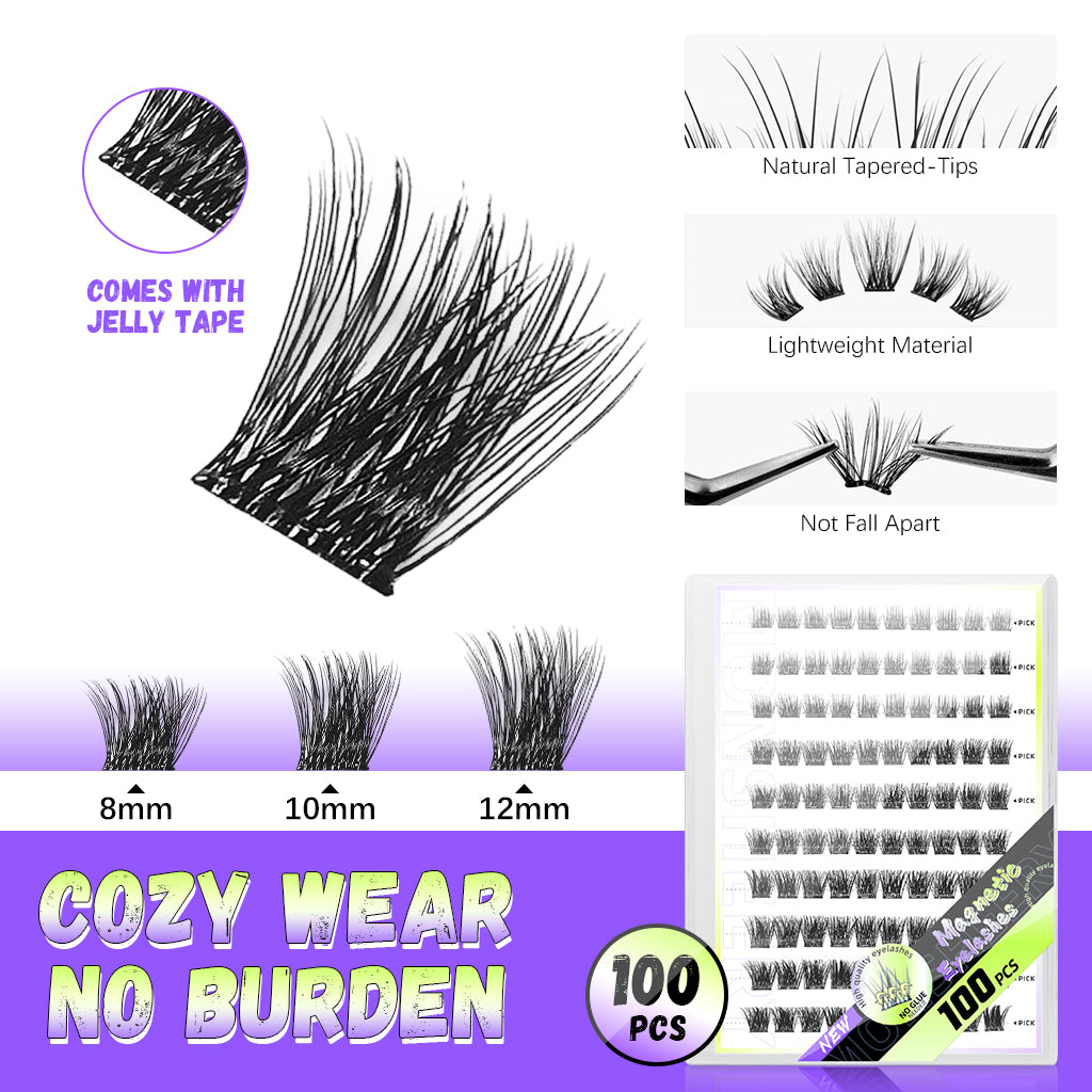 MAYCREATE 100Pcs Self Adhesive Eyelashes Clusters, No Glue Needed Lash Clusters 8/10/12MM Natural Look Pre-Glue Individual Lashes Extensions Reusable Self Adhesive Lashes Clusters MAYCREATE 100Pcs Self Adhesive Eyelashes Clusters, No Glue Needed Lash Clusters 8/10/12MM Natural Look Pre-Glue Individual Lashes Extensions Reusable Self Adhesive Lashes Clusters